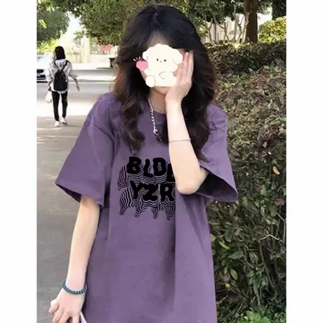 韩版夏季多巴胺短袖t恤女2025年新款设计感美式复古宽松百搭潮牌商品大图