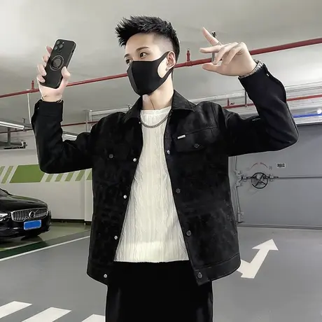 高级感满印工装夹克男春秋季轻熟韩版休闲机车外套潮个性印花褂子商品大图