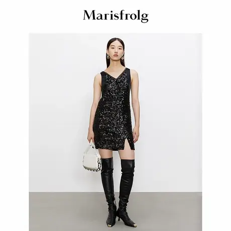 【精简美学】Marisfrolg玛丝菲尔冬季新款重工亮片无袖轻礼连衣裙图片