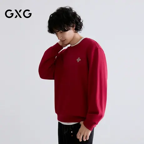 GXG男装 圆领卫衣新年卫衣背后印花长袖上衣 2026年春新品图片