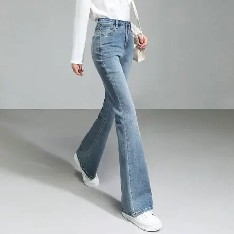 时尚气质百度微喇牛仔裤女士2023秋季新款休闲显瘦收腰淑女长裤子商品大图