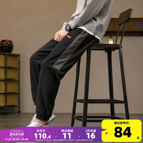 唐狮2023秋冬摇粒绒运动裤男宽松束脚休闲裤子长裤潮牌商品大图