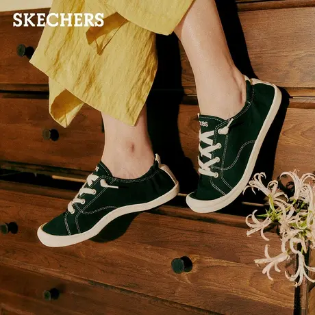 Skechers斯凯奇舒乐步新款学院踩跟休闲鞋女简约时尚帆布鞋天使鞋图片