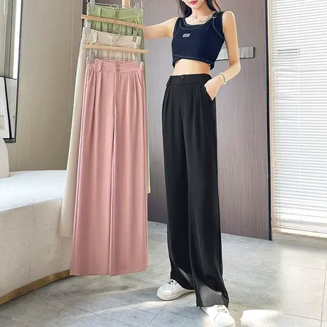 窄版西装阔腿裤女夏季薄款裤子垂感高腰显瘦小个子九分西裤休闲裤商品大图