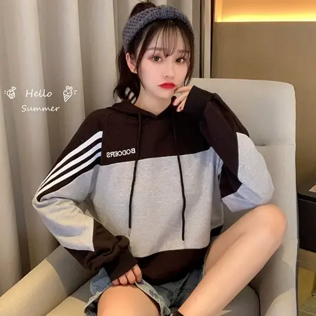 日系古着oversize卫衣女春秋薄款宽松韩版原宿bf慵懒风外套潮ins商品大图