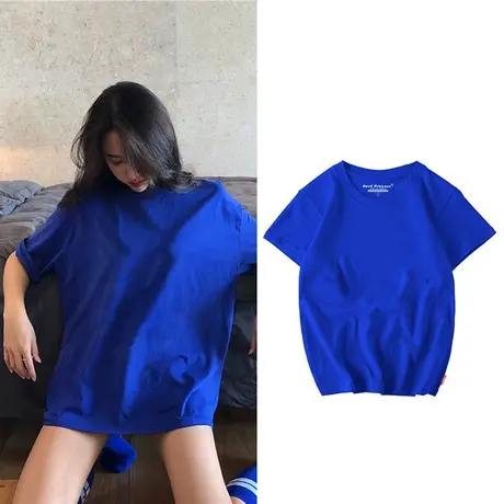 vintage古着感短袖t恤夏天宽松大码体恤hiphop街头风港味纯色上衣图片