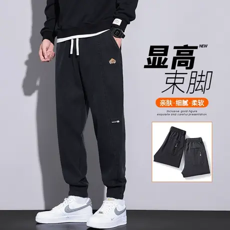 男装加肥加大码胖子束脚休闲裤子春秋款男生宽松紧腰日系工装春季商品大图