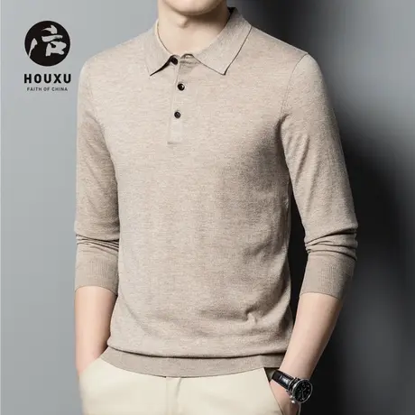 后序Polo翻领针织衫男纯色休闲简约百搭秋季时尚纯色套头打底衫图片