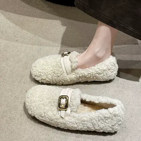 毛毛鞋拖鞋女鞋加绒加厚2023新款秋冬休闲爆款外穿单鞋棉拖鞋棉鞋商品大图