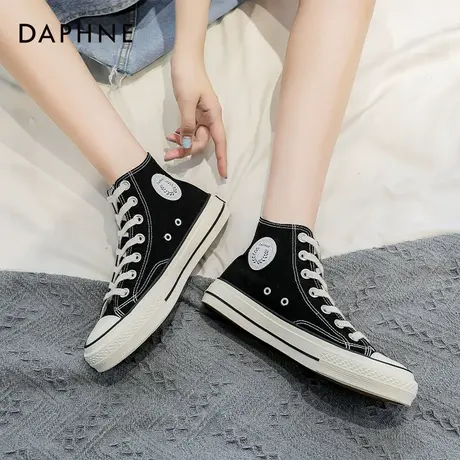 达芙妮奥特莱斯高帮帆布鞋女2022新款经典款百搭休闲板鞋子女夏季商品大图
