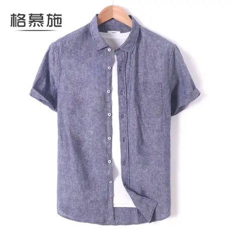 格慕施亚麻衬衫男短袖衬衣大码宽松男装中国风夏季棉麻休闲男装薄图片