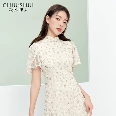 秋水伊人复古改良旗袍2022年夏季新款女装印花网纱设计感连衣裙女图片