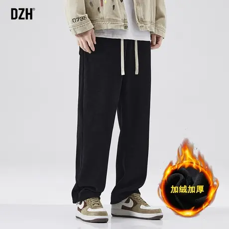 男士冬季加绒加厚裤子男冬款休闲运动男裤灯芯绒直筒裤垂感高级感商品大图