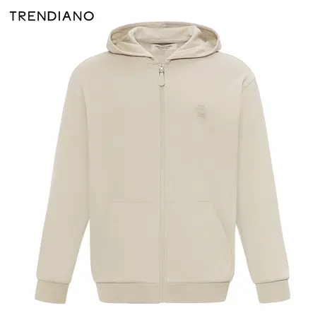 TRENDIANO字母丝光提花连帽外套2024年春季新款老钱风上衣男生图片
