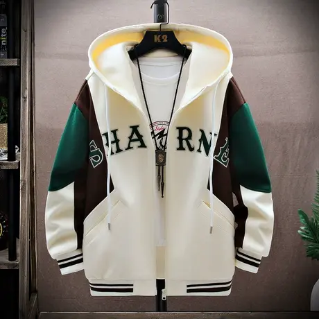 外套男春秋季2024新款潮牌冲锋衣男装帅气休闲连帽工装男士夹克图片