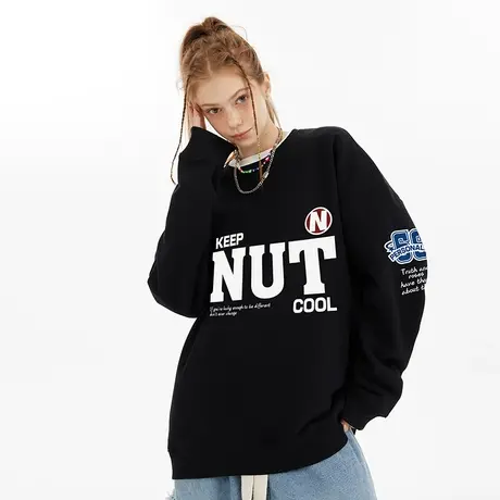 欧美潮流高街vibe圆领卫衣男潮中性风潮牌宽松加绒加厚情侣上衣商品大图