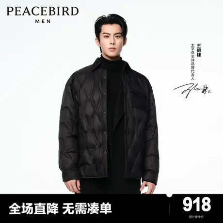 【王鹤棣同款】太平鸟男装 2023年冬季鹅绒衬衫式羽绒服B1ACD4C01图片
