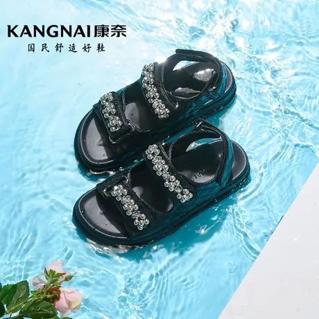 康奈女鞋2024年夏季新款休闲百搭时尚鞋子女士防滑魔术贴时装凉鞋商品大图