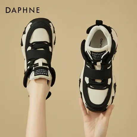 达芙妮2023秋季新款厚底魔术贴老爹鞋女小个子增高休闲运动高帮鞋商品大图