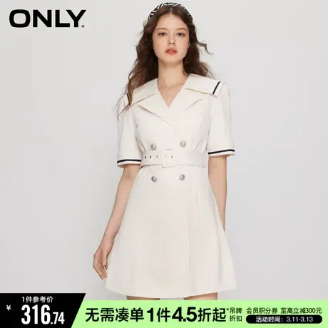 ONLY冬季时尚百搭大翻领短款雪纺连衣裙女|123107094图片