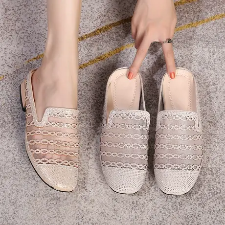 时尚水钻平底爆款新款2023大码女拖鞋41一43外穿透气夏季软底凉拖商品大图