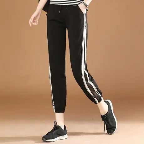 韩潮袭人松紧腰休闲九分裤子女2023夏季新款宽松百搭小脚哈伦裤薄图片