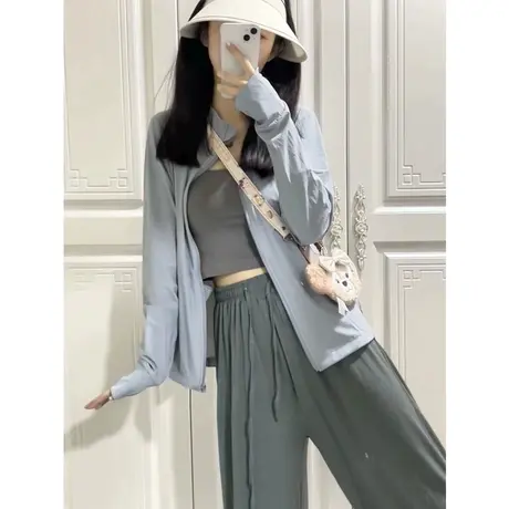 防晒衣外套女2023新款夏季薄款冰丝防晒服宽松连帽户外开衫上衣潮图片