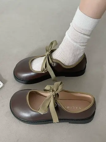 小众设计浅口平底玛丽珍单鞋女2023夏季新款蝴蝶结学院风jk小皮鞋商品大图