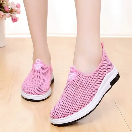针飞织网眼女鞋韩版潮休闲运动学生鞋平跟软底开车鞋懒人套孕妇鞋商品大图