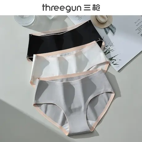 三枪女士内裤纯棉透气无痕中腰全棉抑菌裆秋冬新款女生短裤黑色系图片