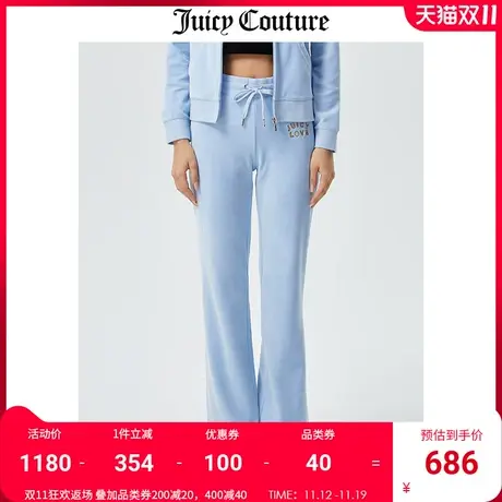 Juicy Couture橘滋休闲裤女2023秋冬新款宽松美式运动天鹅绒长裤商品大图