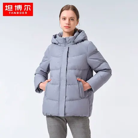 坦博尔2022新款羽绒服女短款复古压花加厚保暖外套冬TB331528商品大图