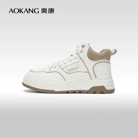 【门店发货】奥康女鞋 冬季新款潮流百搭厚底面包鞋高帮板鞋图片