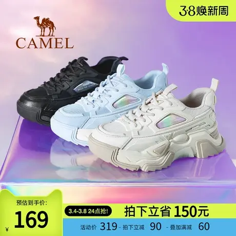 骆驼女鞋2022年秋季新品老爹鞋厚底增高ins潮百搭运动休闲鞋商品大图