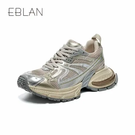 EBLAN/伊伴厚底增高老爹鞋女2025春新时尚百搭休闲鞋透气运动鞋商品大图