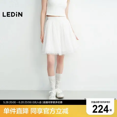 乐町芭蕾风小白裙短裙女装25年夏季新款蕾丝边双层裙摆打卡半身裙图片