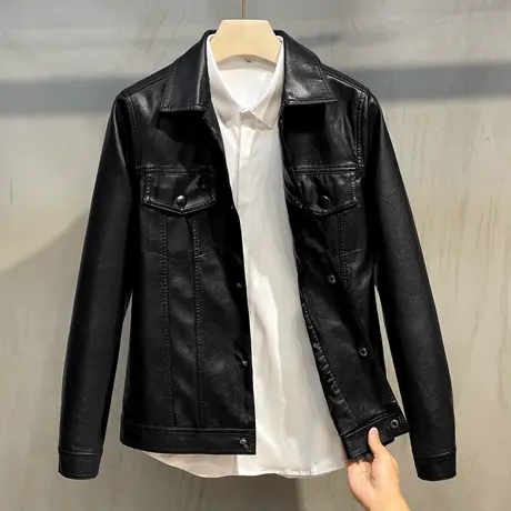 男士皮衣 2020新款韩版修身皮夹克男装外套帅气机车服皮衣服潮流图片