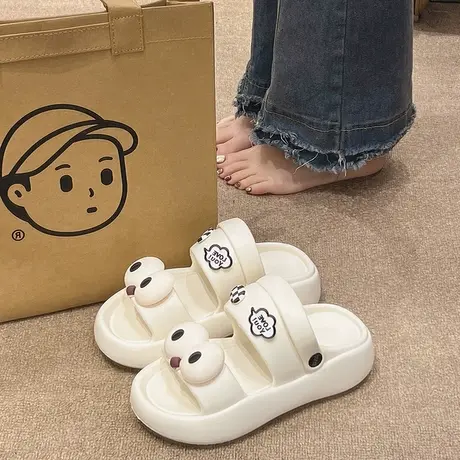 厚底凉鞋女夏季网红时尚室内外穿可爱大眼睛踩屎感防滑两穿凉拖鞋商品大图