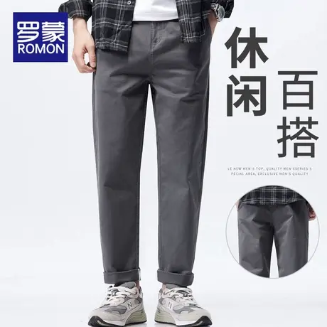 罗蒙纯棉休闲裤子男款2025新款宽松直筒工装男士休闲长裤夏季薄款商品大图
