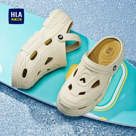 HLA/海澜之家男生厚底增高凉鞋外穿百搭包头洞洞鞋海边凉拖鞋子商品大图