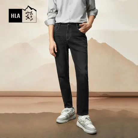 HLA/海澜之家山不在高系列牛仔裤23秋冬新款暖+保暖火山岩裤子男商品大图