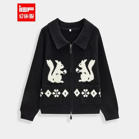IEF/爱依服【微胖】大码女装2025秋冬新款法式复古风百搭毛织外套商品大图