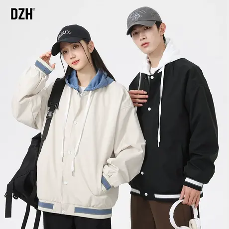 情侣假两件棒球服外套男春秋潮高级感休闲飞行员夹克2023新款上衣商品大图