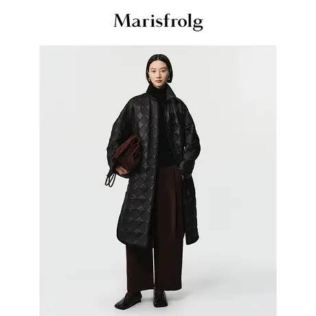 Marisfrolg玛丝菲尔2025冬新款立领菱格加厚保暖外套廓形长款棉服商品大图