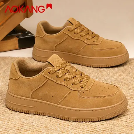 奥康男鞋2026新款春季小麦色休闲百搭板鞋男款防滑耐磨透气运动鞋图片