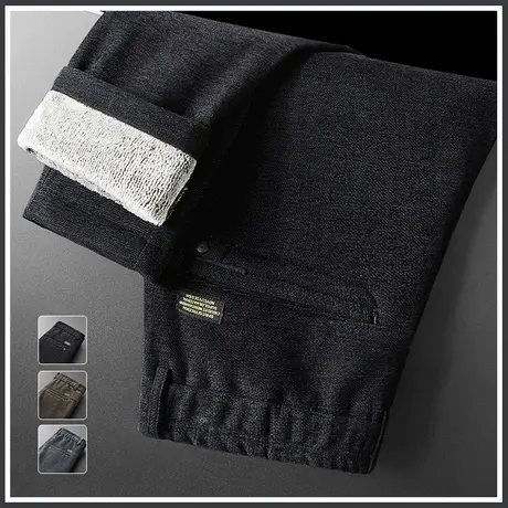 秋冬款保温抗寒休闲裤子冬季2023年新款男士加绒加厚正装西裤男款商品大图