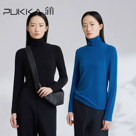 蒲PUKKA 秋冬高领打底衫绒感针织长袖T恤2023新品商品大图