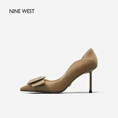 Nine West/玖熙高跟鞋细跟春季新款尖头方扣羊反绒时尚气质单鞋图片