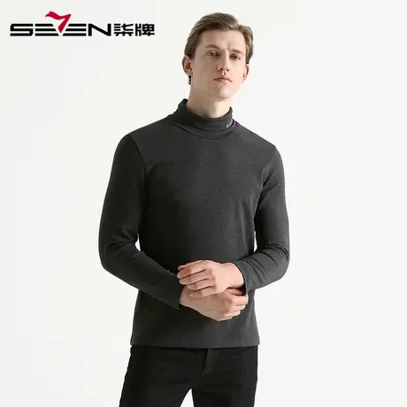 【德绒】柒牌清仓男装T恤秋冬保暖修身弹力长t中高领时尚长袖体恤商品大图