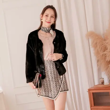 桔熊秋冬季韩版仿兔毛短绒宽松蓬松毛茸茸外套女胖妹妹大码EA3188图片